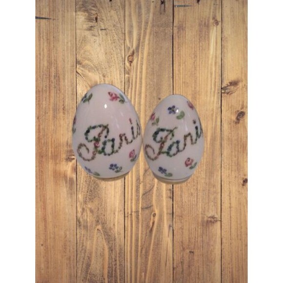 Delvaux Paris Hand Painted Porcelain Egg Shakers Display Only Vintage - Picture 1 of 5